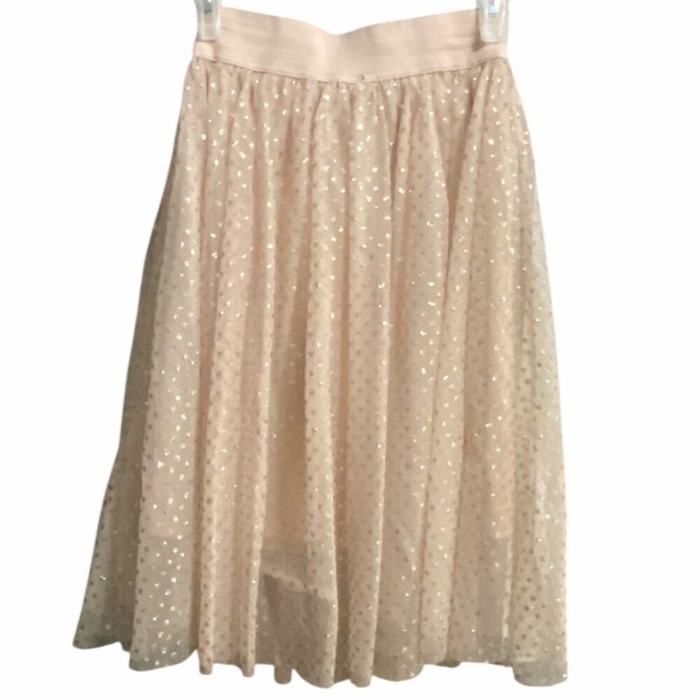 Rue 21 Women's Glitter Princess Skirt Medium Beige Gold Polka Dots Tulle Layers